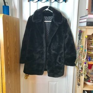 Black faux fur coat